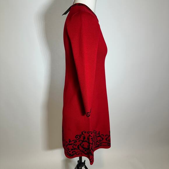 NWT JH Jessica Howard Red 3/4 Sleeve Knit Sweater Dress Holiday Womens Size XL - Picture 5 of 12